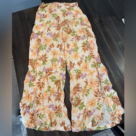 Billabong Pants - Billabong 🌸💐Floral Wide-Leg Women’s Pants — Peach & Green MEDIUM